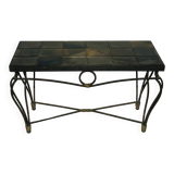 Table basse fer forgé et céramique - 1960