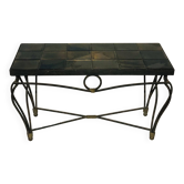 Table basse fer forgé et céramique - 1960