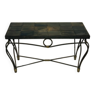 Wrought iron and ceramic coffee table - 1960s