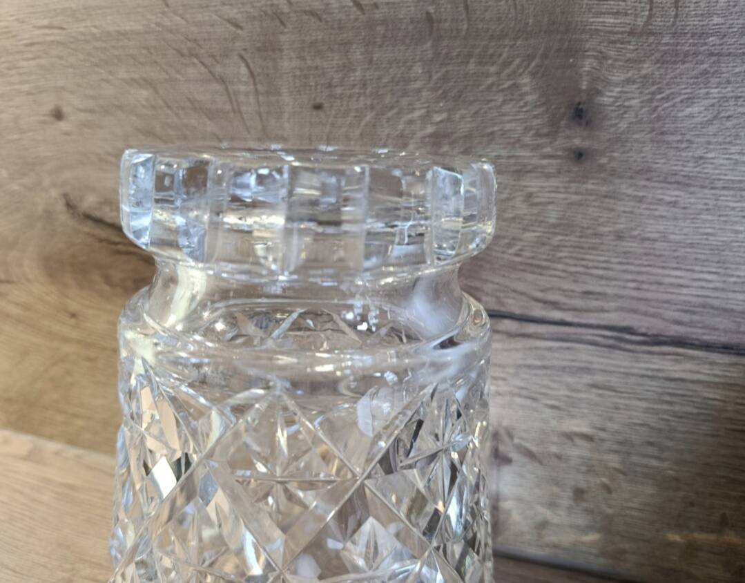 Cut and bevelled crystal vase, vintage