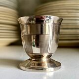 Silver-plated metal egg cup, Art Deco design