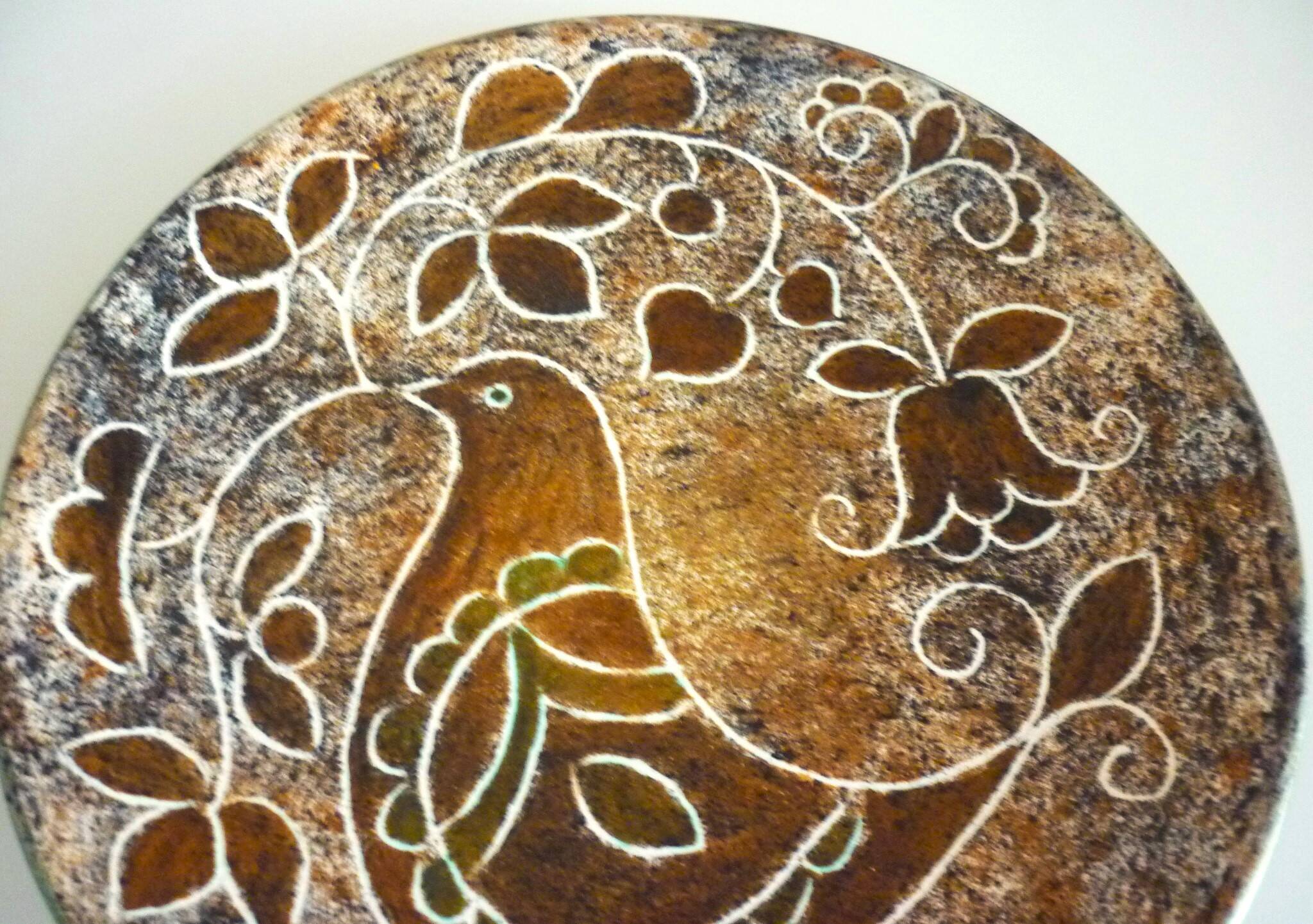 Enamelled ceramic plate, signed Bernard Buffat design from the 60s/70s