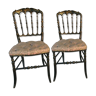 Pair of black laqué wooden chairs napoleon III era