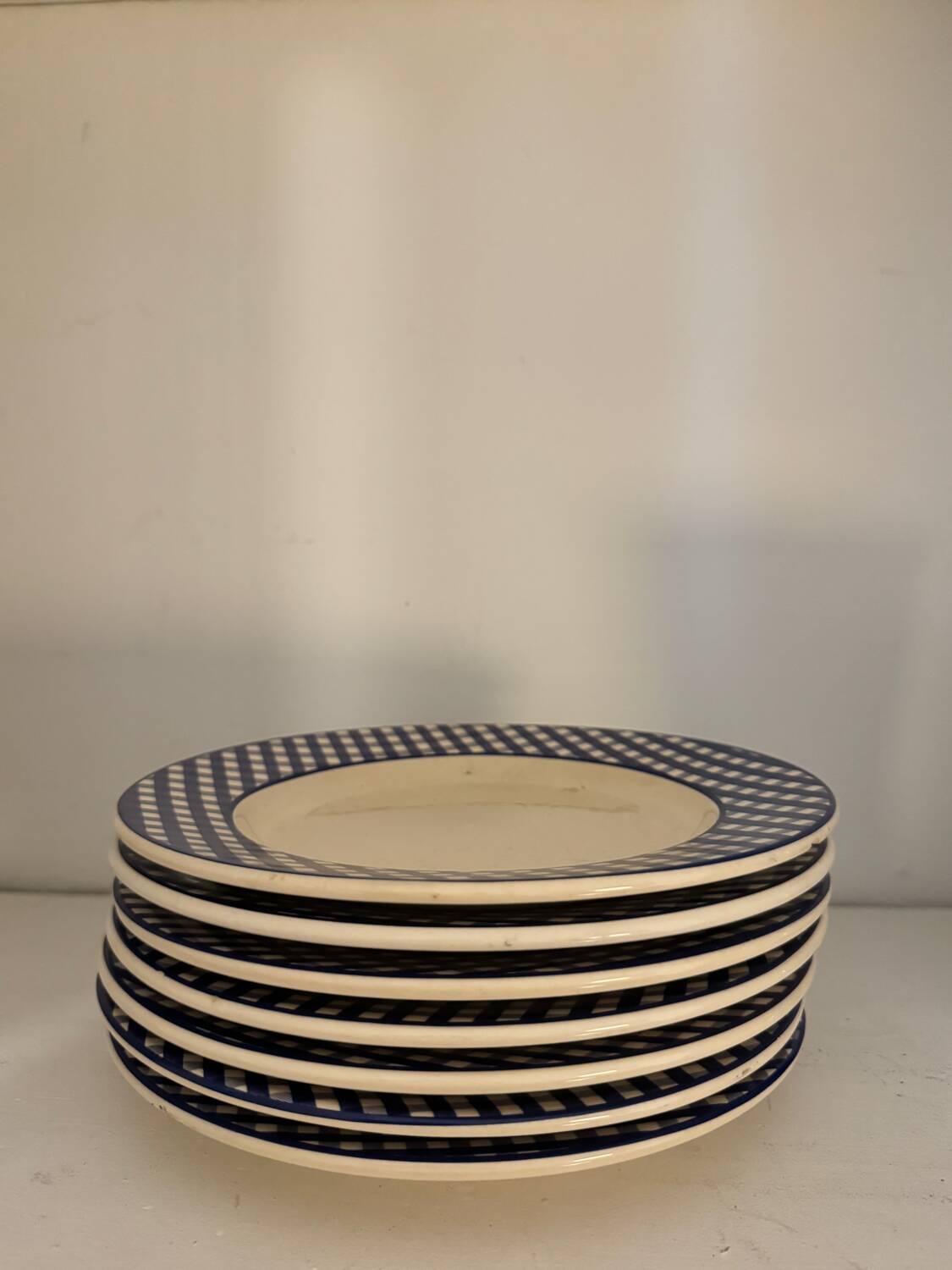 Blue Vichy dessert plates