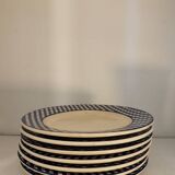 7 assiettes à dessert Vichy bleu