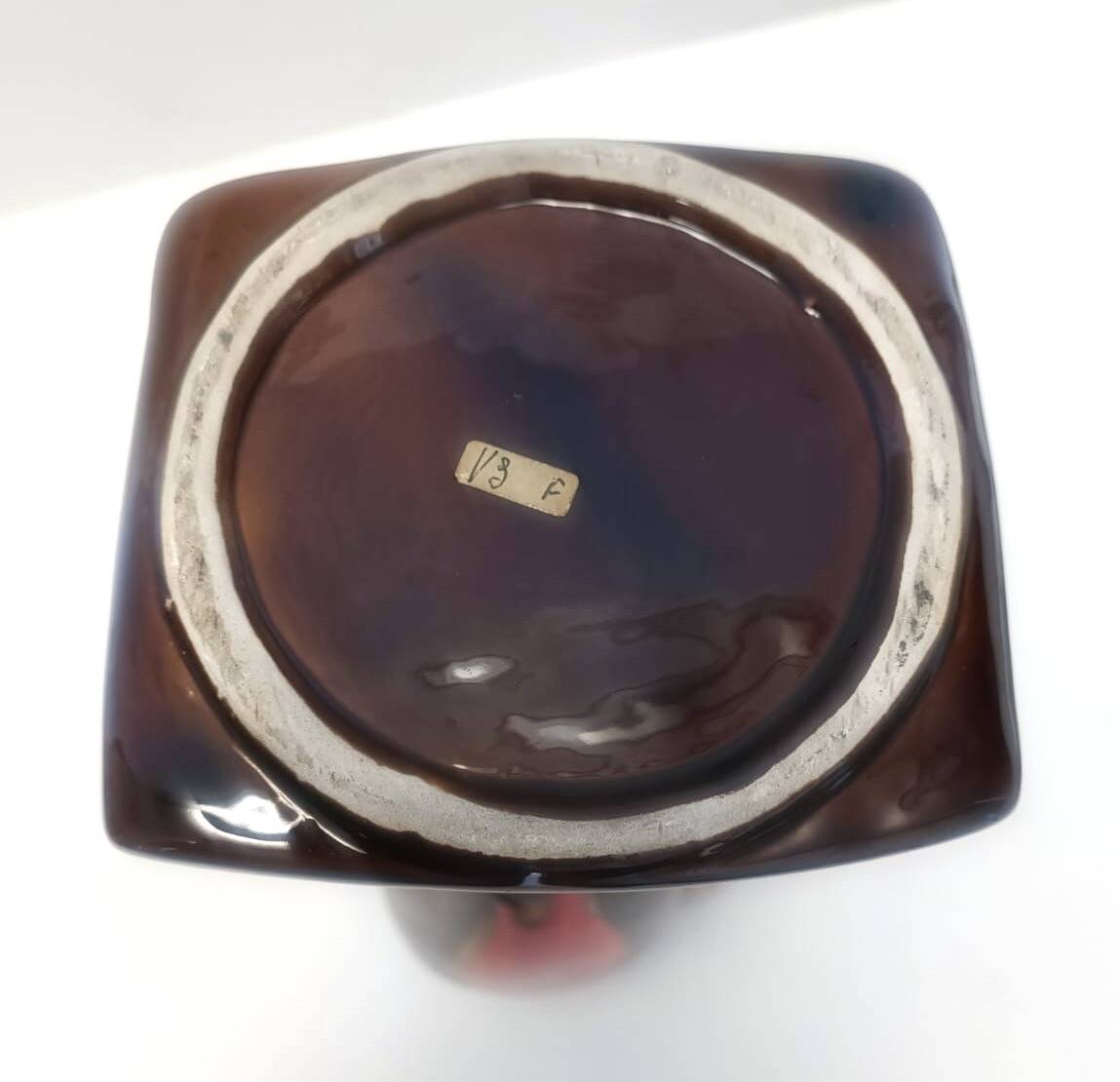 Handmade Orange and Brown Glazed Vallauris Ceramic Vase, France