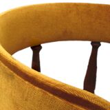 Mustard gondola armchair in the style of Helmut.