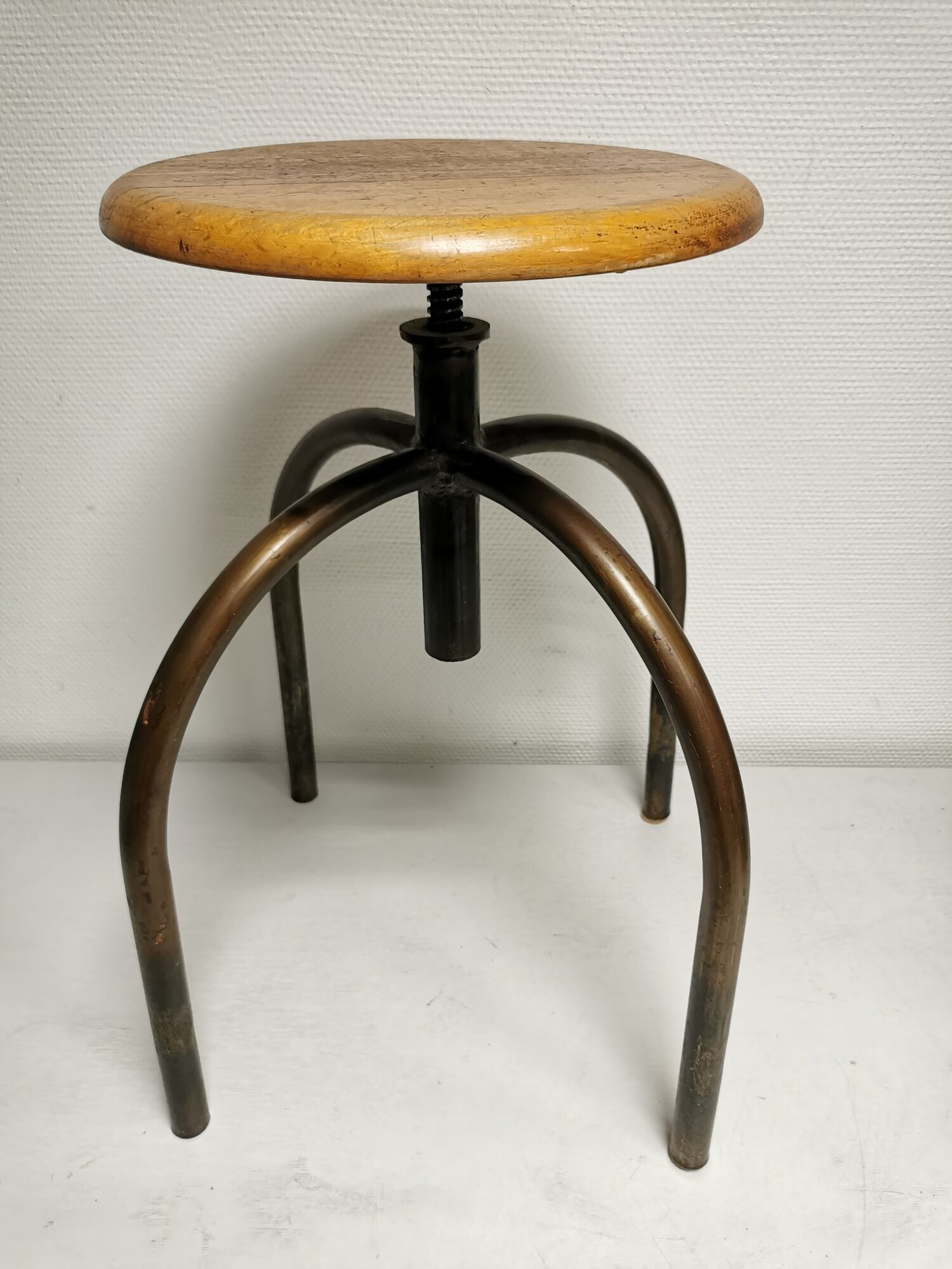 Set of 3 vintage stools of industrial style, medical office