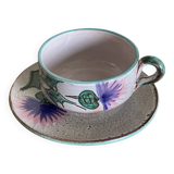 Thistle flower stoneware mug