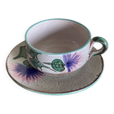 Thistle flower stoneware mug