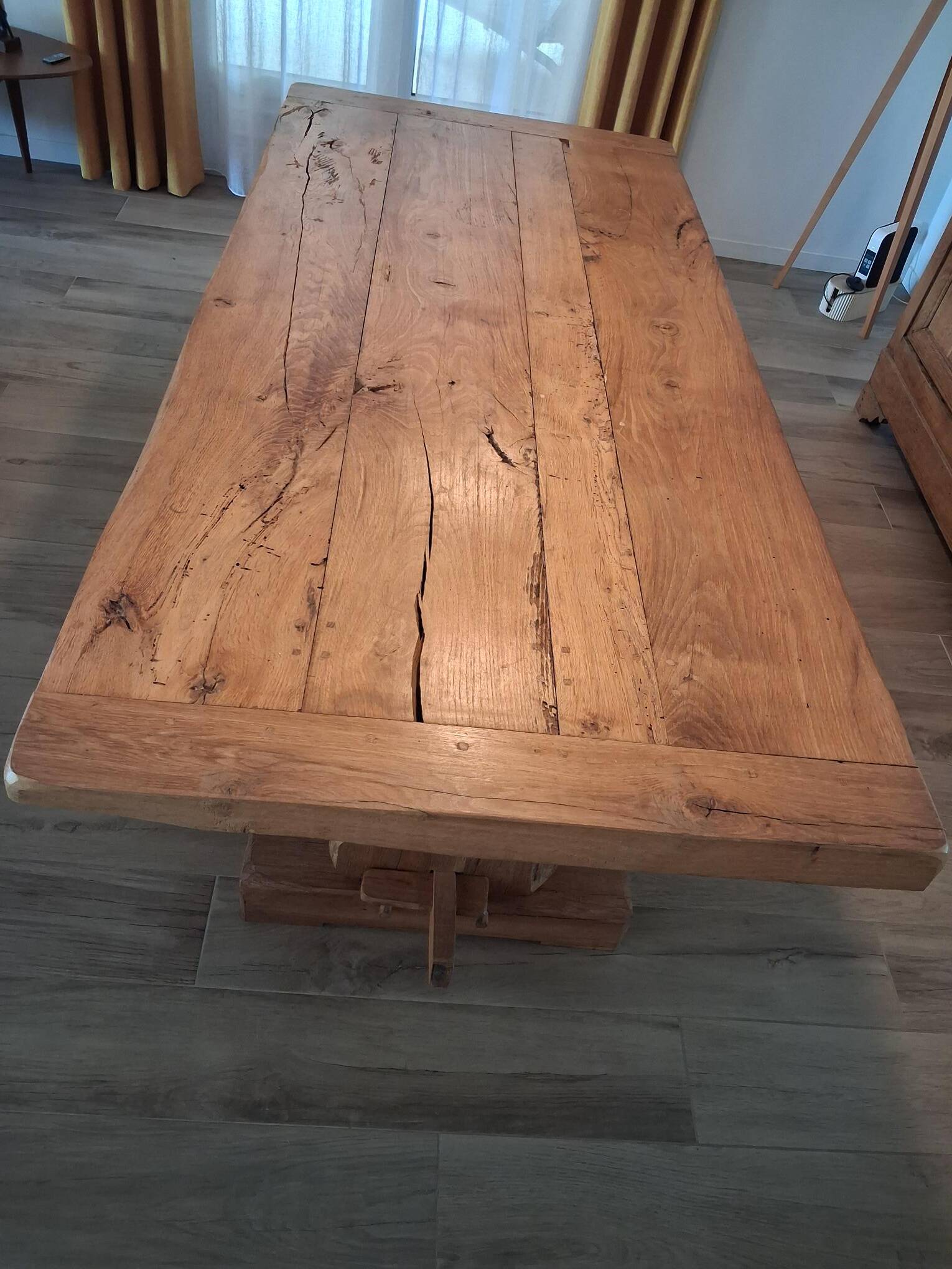 Table en chêne massif 205 cm – fabrication artisanale, pièce unique