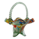 Multicolor Murano Glass Handle Bowl with Polka Dots, Ruffled Rim – 1970s Italian Mid-Century