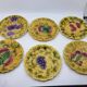 Sarreguemines dessert plates in barbotine with fruit decoration French Vintage