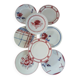 8 mismatched antique dinner plates