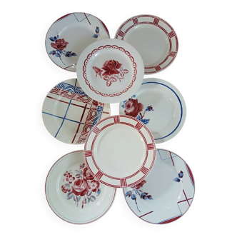 8 mismatched antique dinner plates