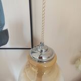 Honey cream opaline pendant light with chrome finish