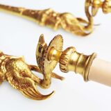 1950's Solid brass 'Swan' wall sconces