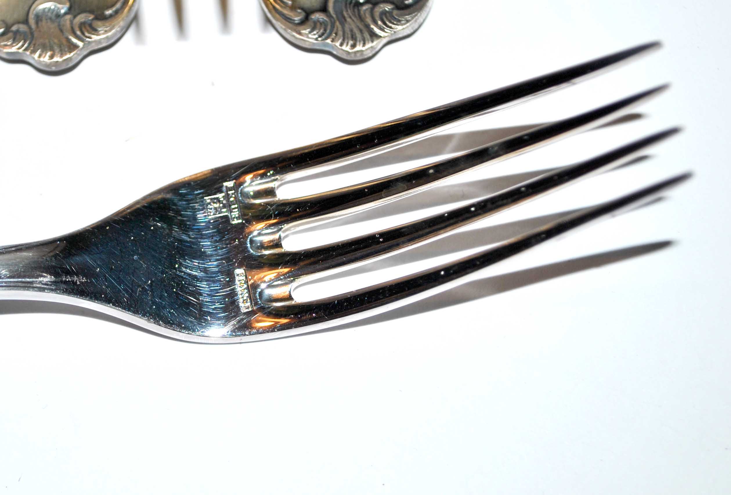 Series of 12 table forks in silver metal ercuis rocaille