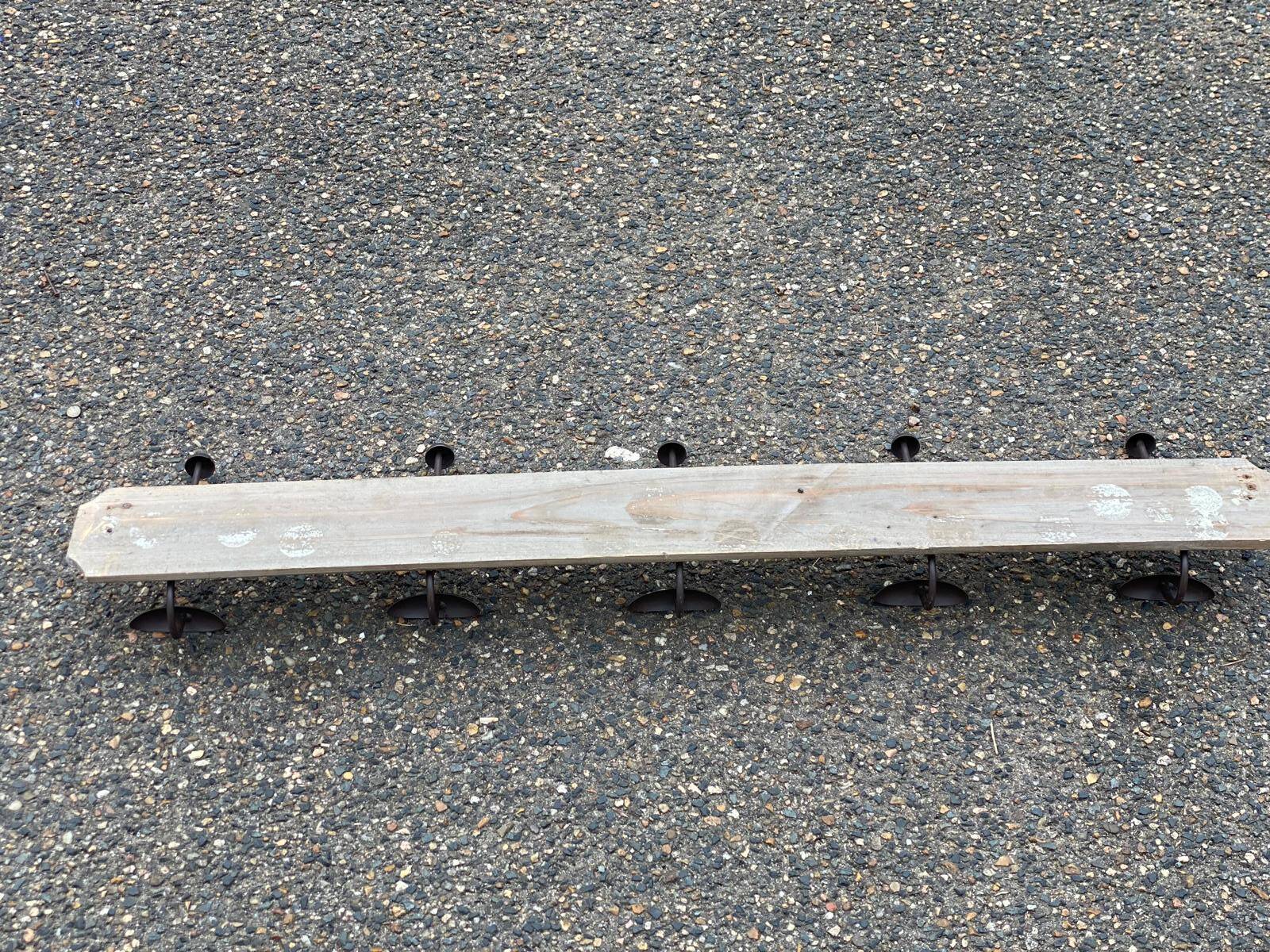 Solid wood and steel coat rack with 5 hooks