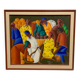 Oil on canvas - Haiti - market scene - signed