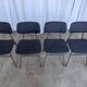 Set of 4 Vintage Stol Kamnik School Chairs Blue Upholstered Retro Dining Ch