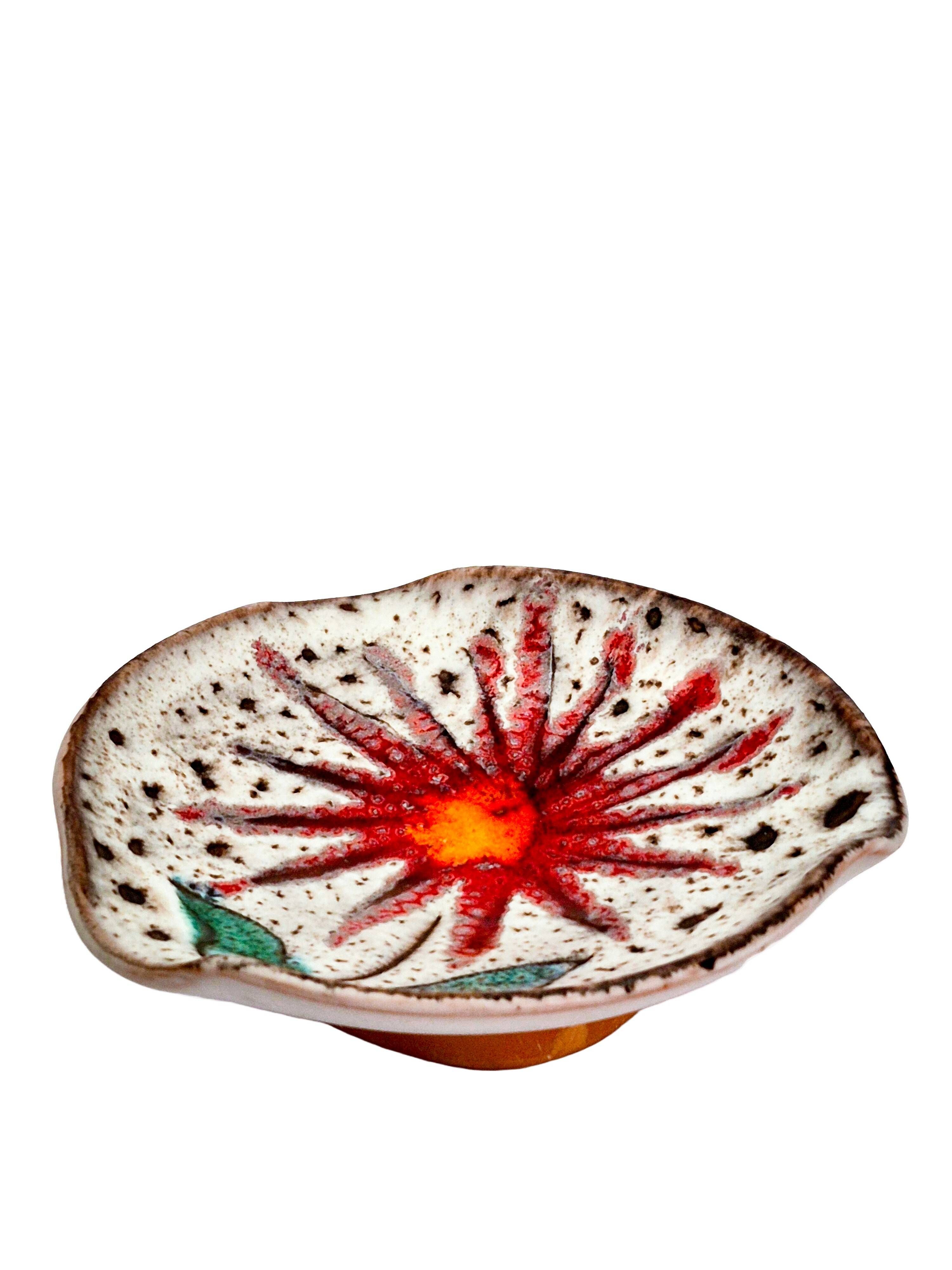 Vintage ceramic catchall dish from Vallauris, 1960s, floral.