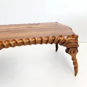 Handcarved sculptural suar wood coffee table 1960s