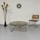 Table basse tubulaire et verre fumé design français année 60 vintage