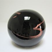ball paperweight black and coppery glass paste Bob le Bleis glassware Maure Old vintage