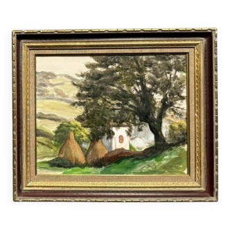 Guillermin M.: oil on panel countryside landscape