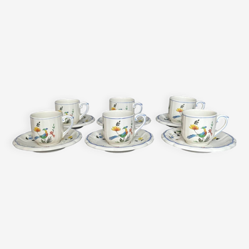 6 cups + saucers gien birds of paradise