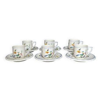 6 cups + saucers gien birds of paradise