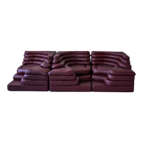 Terrazza Landscapes in Burgundy Leather by Ubald Klug for de Sede, 1970s, Set of 4