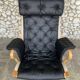 Pernilla armchair new black leather by Bruno Mathsson, Dux, Sweden 1970