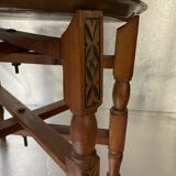 Oriental tea table, moroccan, copper top, engraved wood base, ethnic