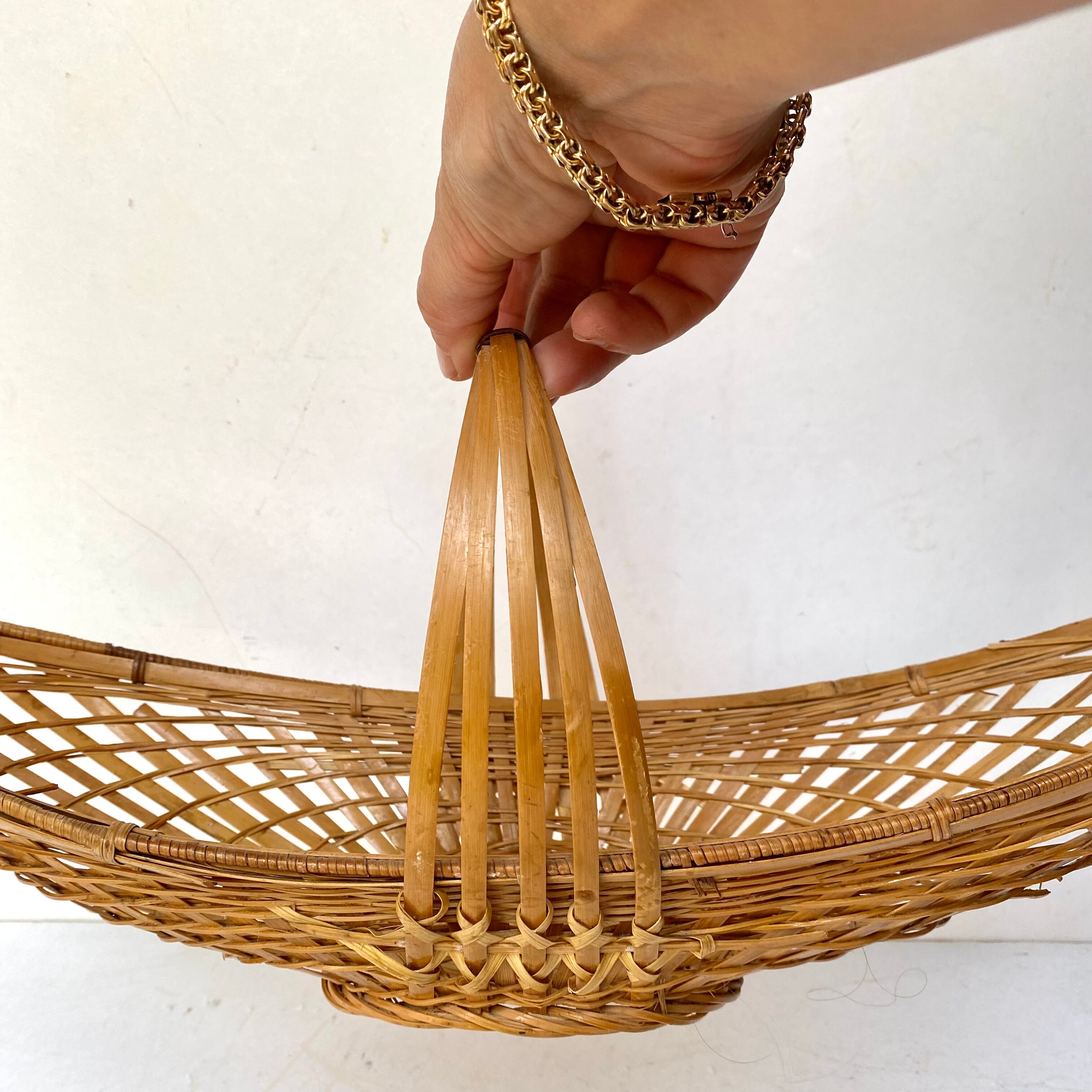 Braided bamboo fruit basket