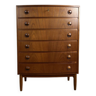 Scandinavian 6-drawer chest of drawers signed Kai Kristiansen, vintage teak, 1960s