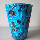 Old blue ceramic vase terracotta sea foam 22 cm living room office decoration