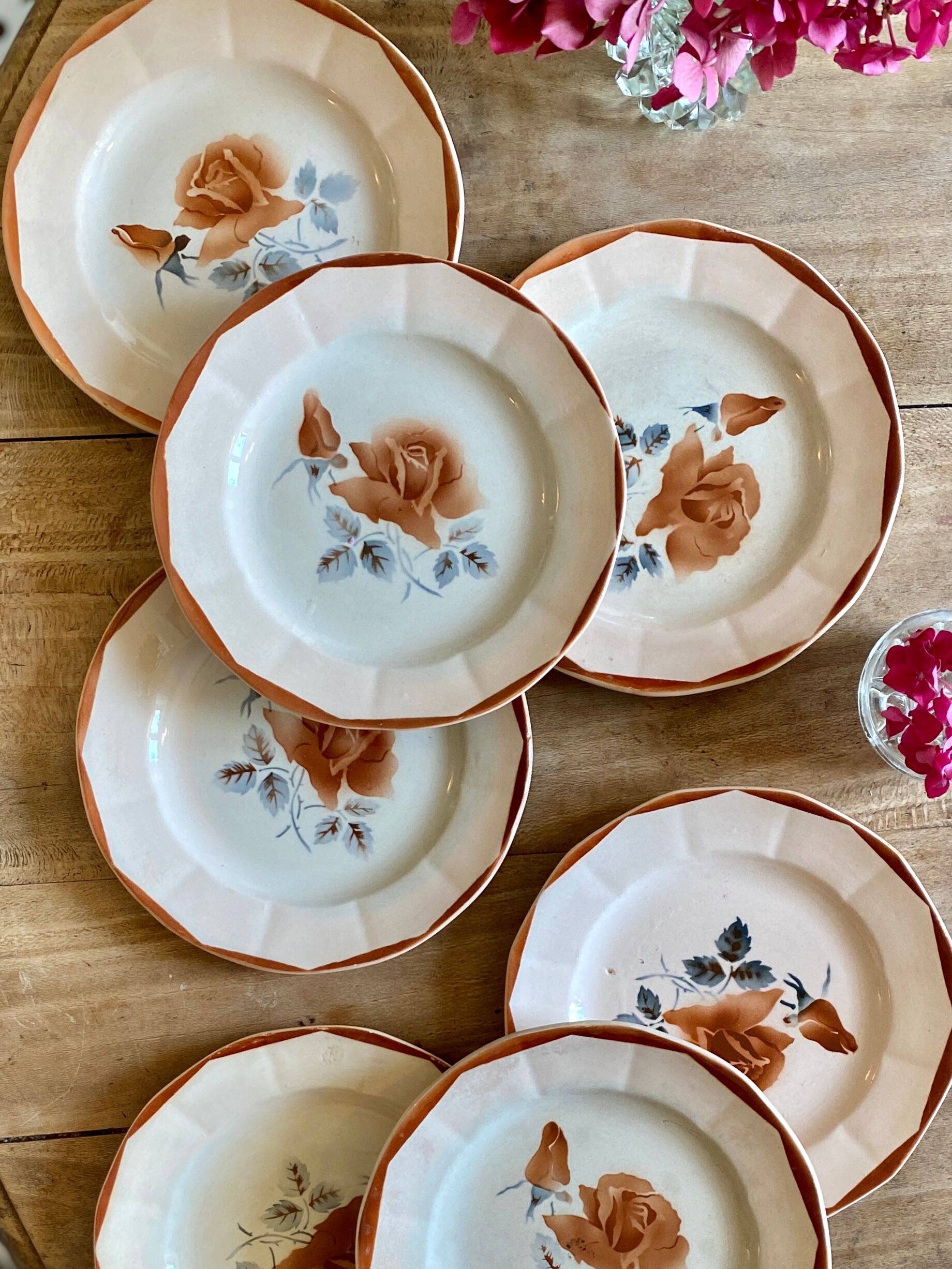 Set of 8 vintage dessert plates, model 9181 by Digoin