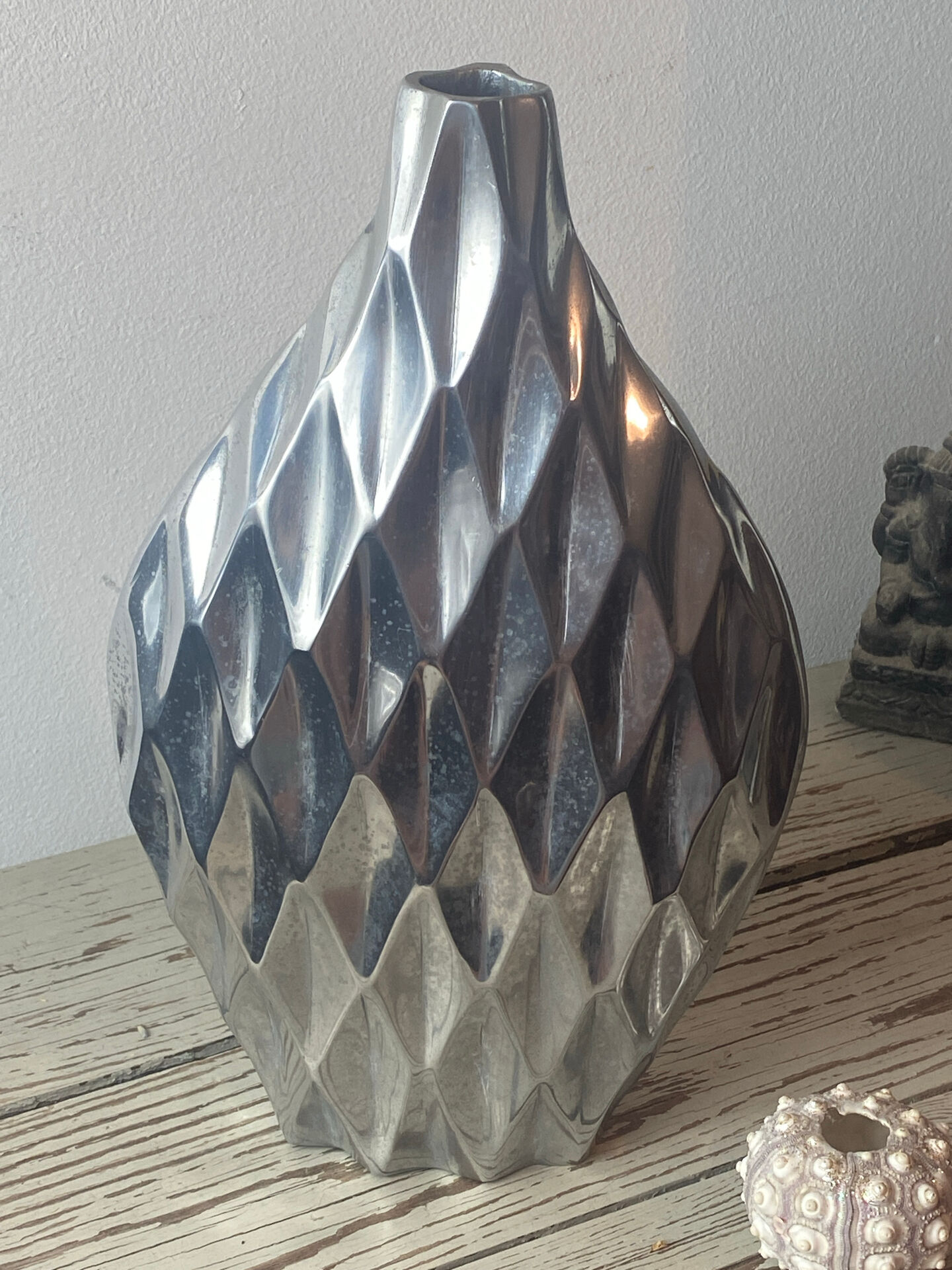 Brushed aluminium vase