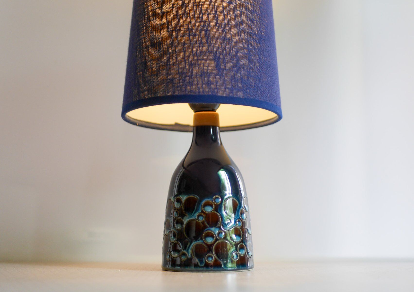 Mid-century modern pottery table lamp with candy glazing from Söholm, Denmark, 1960s