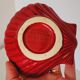 Proceram Aubagne service in red and gilded ceramic shell St Jacques 1950