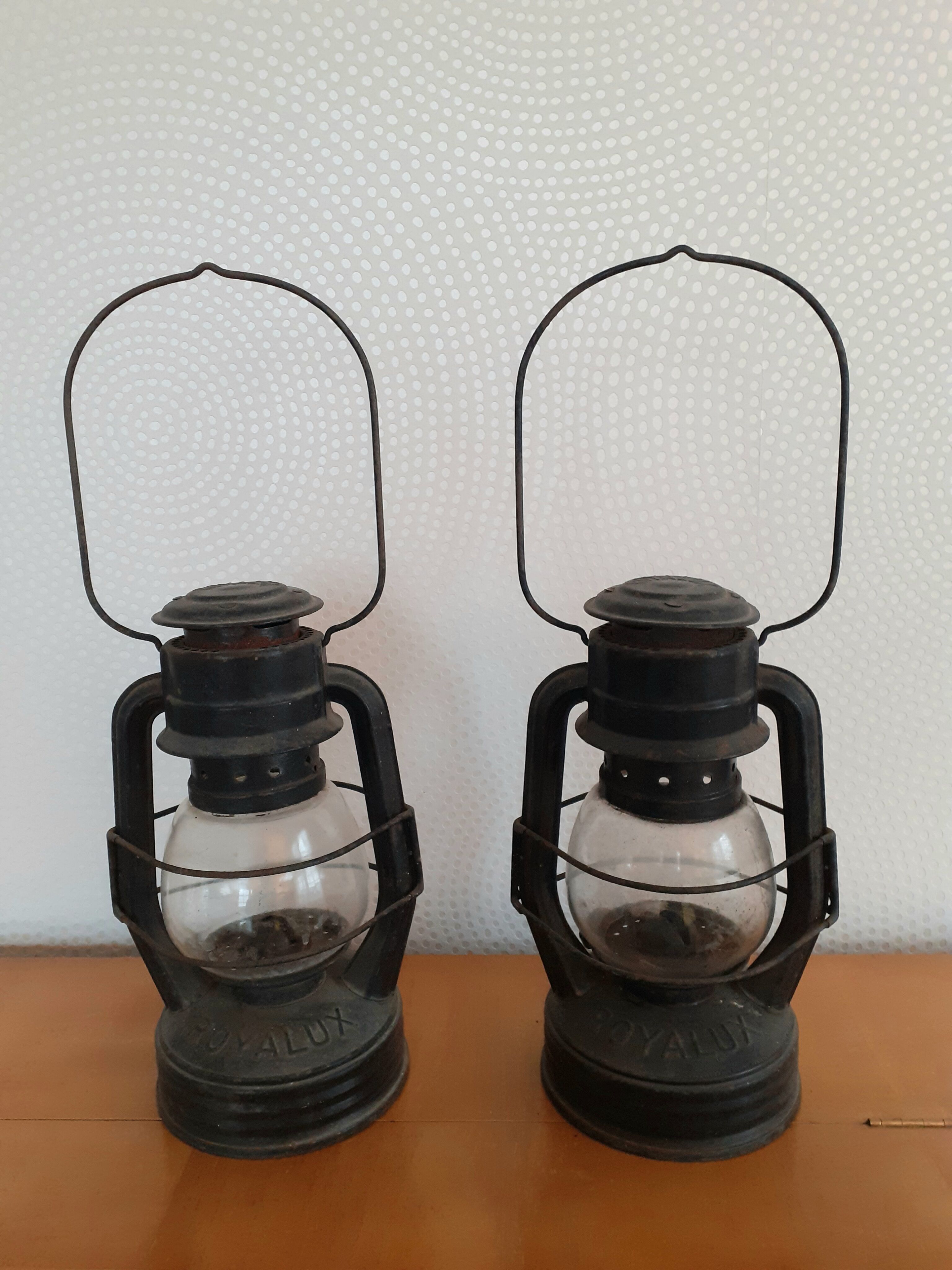 Duo of royalux old storm lamps