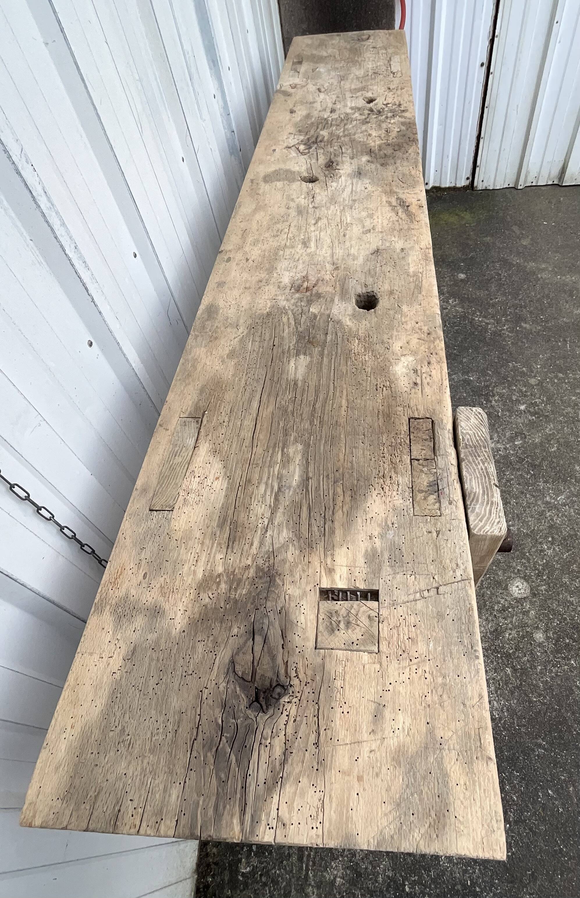 Etabli de menuisier en hêtre massif, France début XXe