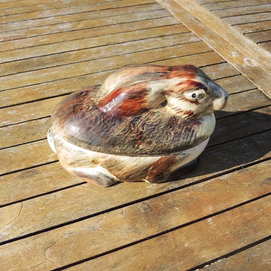 Old Zoomorphic Ceramic Terrine M Caugant: Rabbit