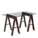 Vintage wooden trestle table with a crystal top, Italy, 1980s.