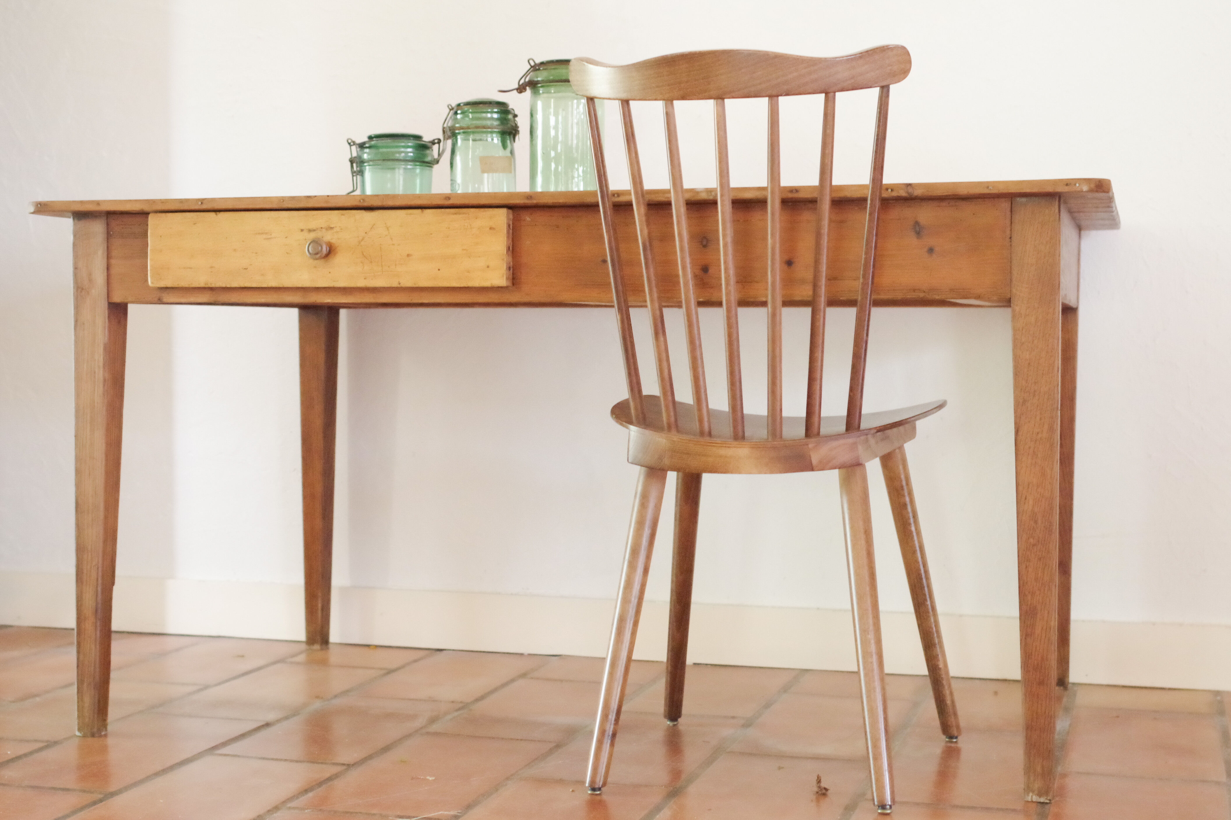 Old wooden farm table Sisters High School