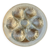 Set of 6 glass oyster plates