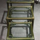 Vintage nesting table, green color