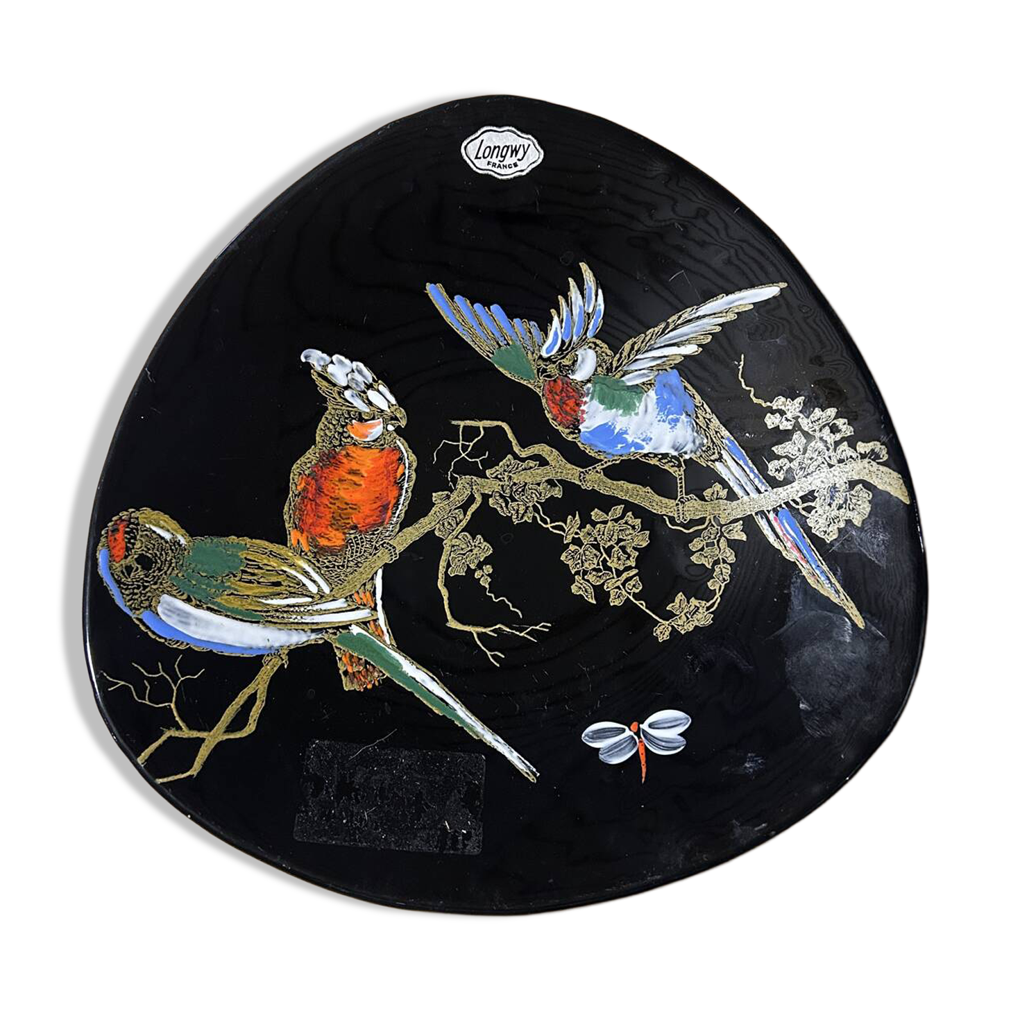 Assiette décorative Longwy Aubade 3522 – oiseaux peinte à la main